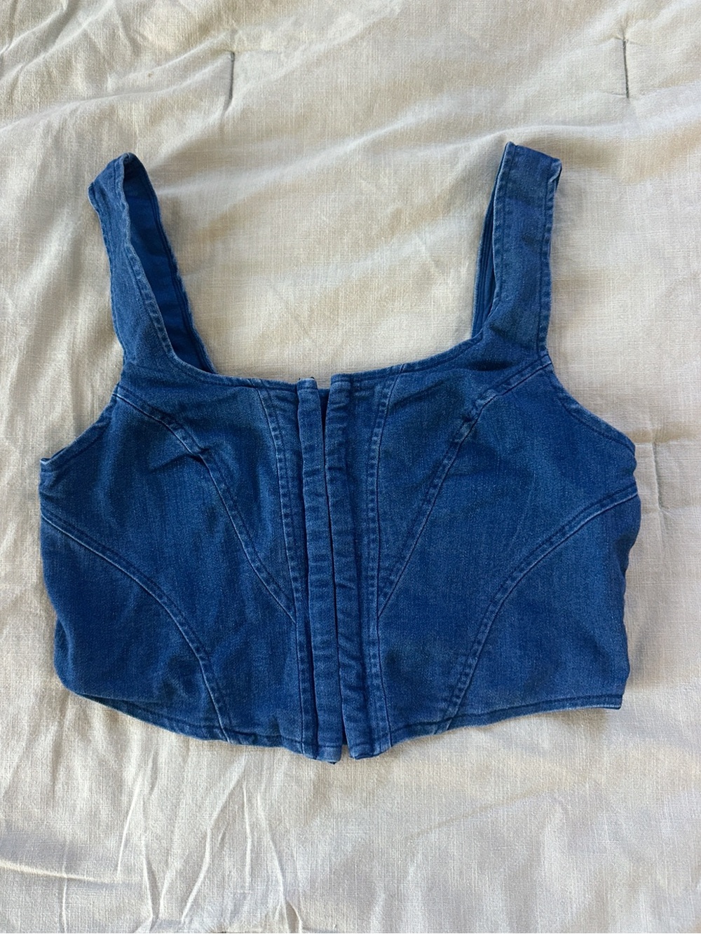 Denim Corset Tank Crop Top